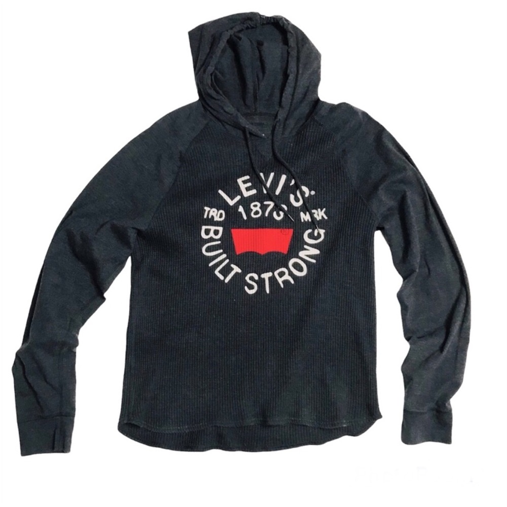 Levi's Ribbed Knit Long Sleeve Pullover Hoodie Size Large